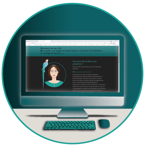 Illustration pour la partie site web : un écran avec clavier et souris représentant mon site.